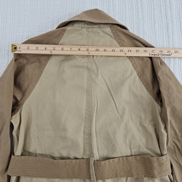 Free Assembly Modern Trench Coat Women's Medium NWT Light Khaki Belted NEW - Picture 11 of 16